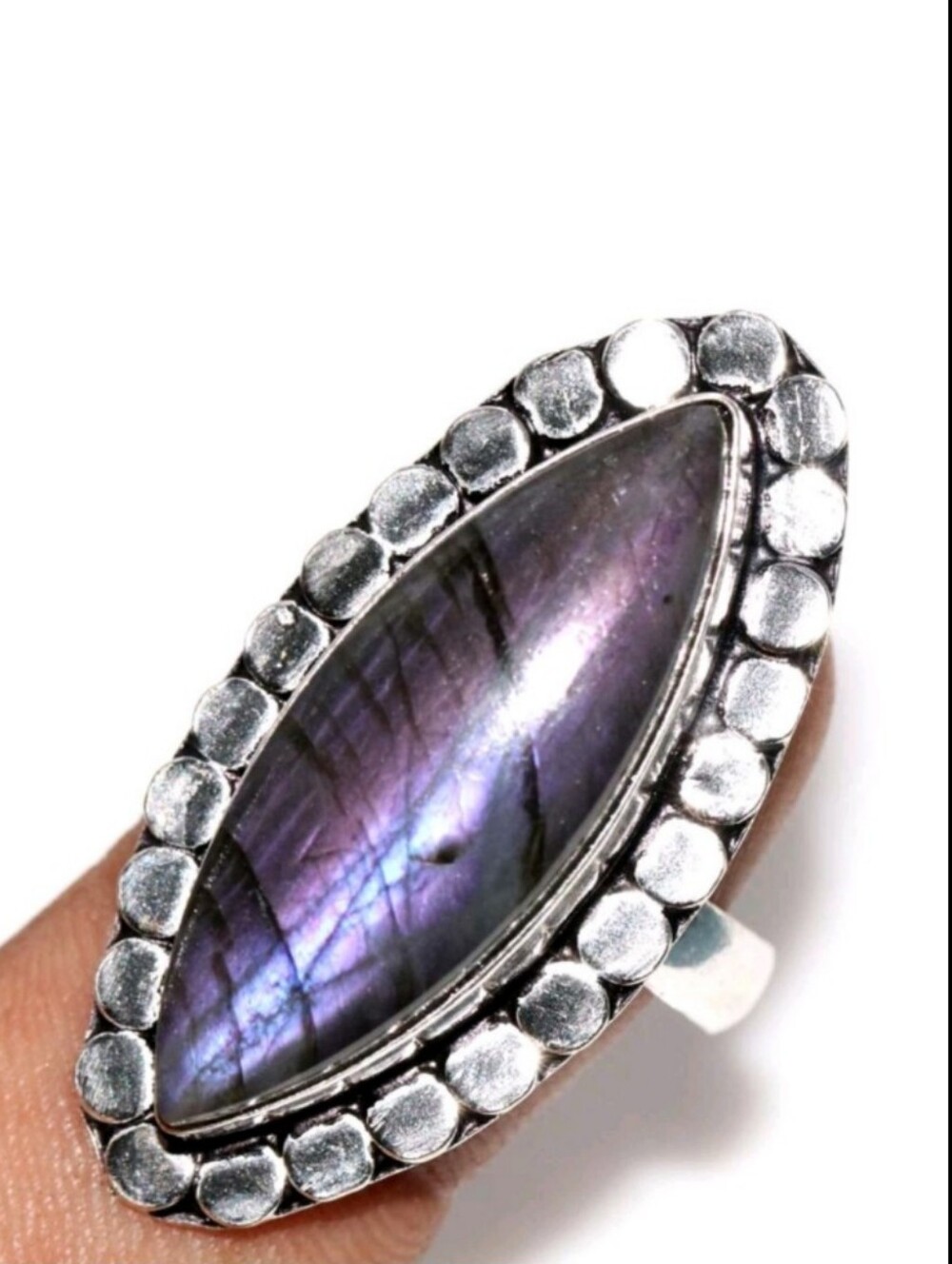 Purple Fiery Labradorite Gemstone Jewelry 925 Sterling Silver Handmade Ring